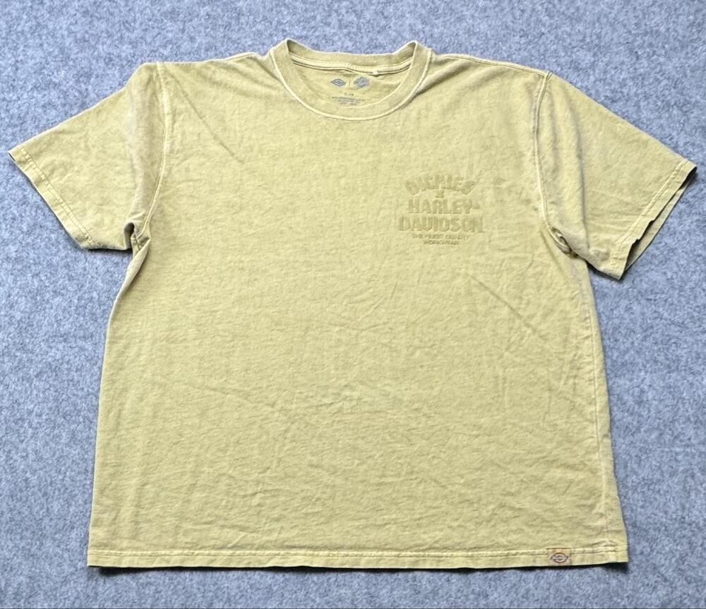 Dickies X Harley-Davidson Shirt Mens Large Beige Logo Motorcycle Workwear Tee